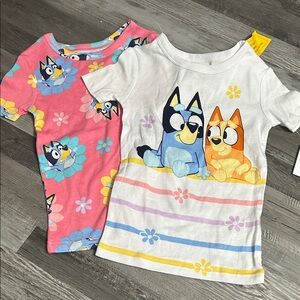 Colorful Cartoon Kids' Tees - Blue and White